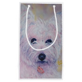 白いWESTYの高地のギフトバッグ スモールペーパーバッグ (正面)