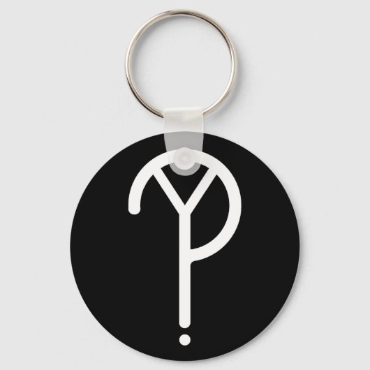 白いY?記号 キーホルダー (正面)