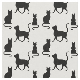 白いzazzle pngの黒猫または猫または子ネコのシルエット ファブリック