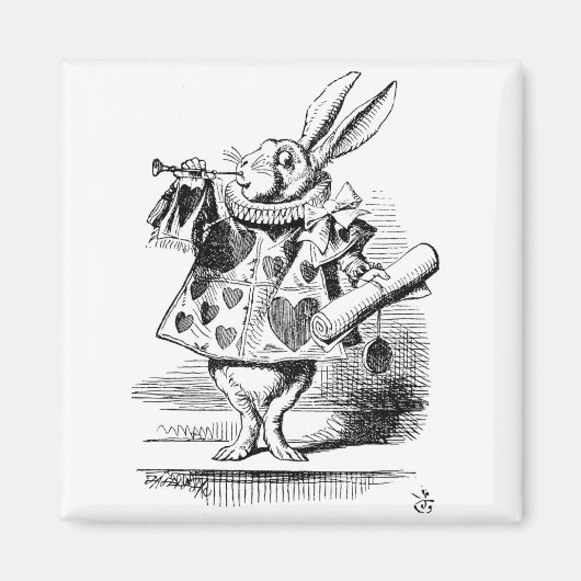 白うさぎがヘラルドの格好をした マグネット (正面)