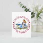 白うさぎが不思議の国でアリスのそばに駆け寄る ポストカード (スタンド正面)