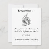 白うさぎが時計をチェック 招待状 (裏面)