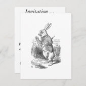 白うさぎが時計をチェック 招待状 (正面/裏面)