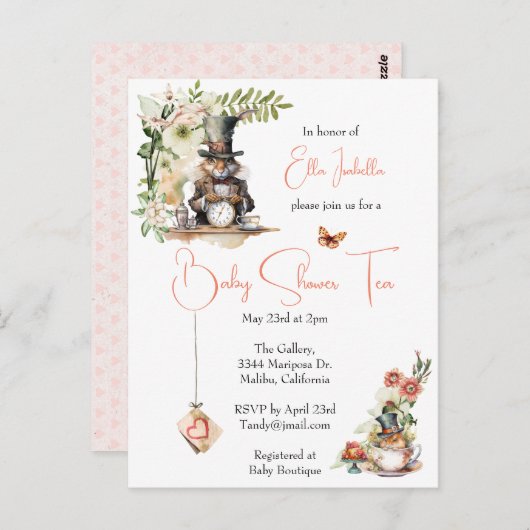 白うさぎとティーカビクトリアンップマウス ポストカード (正面/裏面)