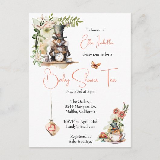 白うさぎとティーカビクトリアンップマウス ポストカード (正面)