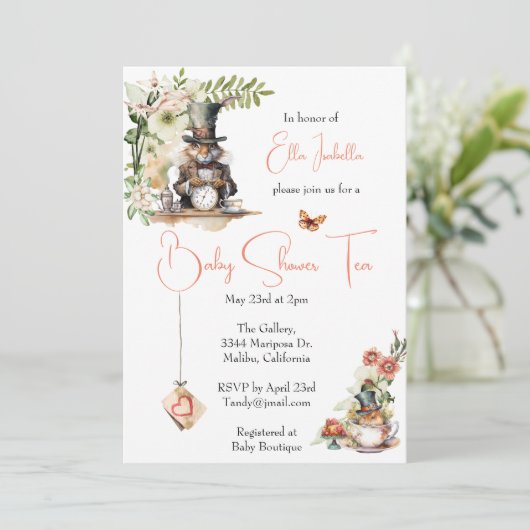 白うさぎとティーカビクトリアンップマウス 招待状 (スタンド正面)