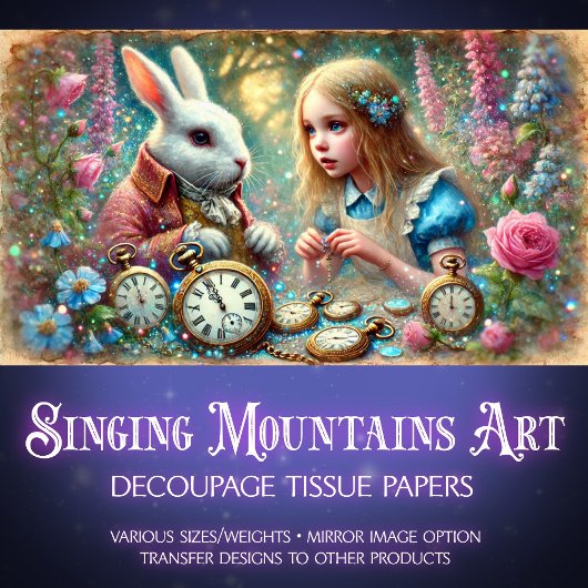 白うさぎのウッドランド時計聖域デクページ 薄葉紙