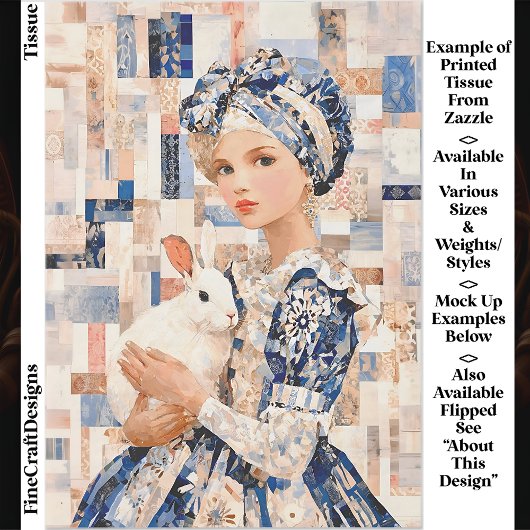 白うさぎの女の子,パッチワークEB9Lデコページ 薄葉紙