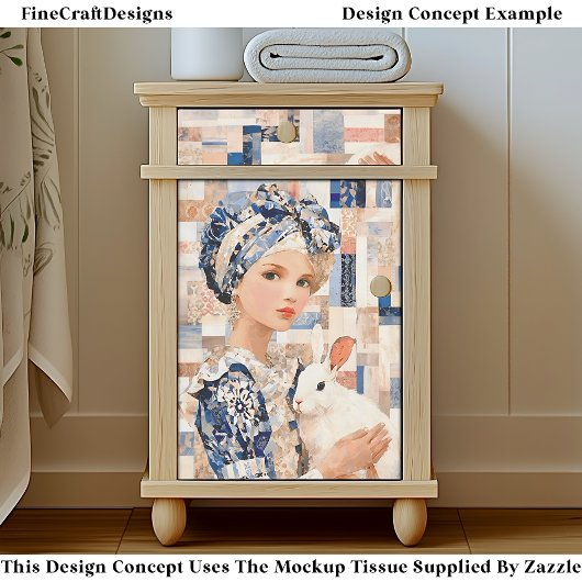 白うさぎの女の子,パッチワークEB9Rデコページ 薄葉紙