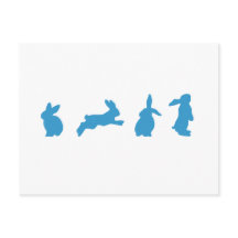 白うさぎの葉書にかわいいブルー