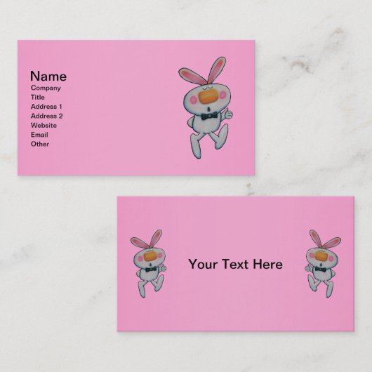 白うさぎオレンジノーズボウタイサムアップサイン 名刺 (正面/裏面)