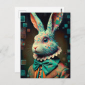 白うさぎグリッチ ポストカード (正面/裏面)