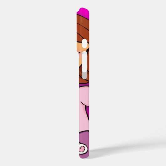 白うさぎピンクの名物ケースを握り締める女の子 Case-Mate iPhoneケース (裏面 / 左)