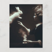 白うさぎファンタジーアート付きシュレアル茶 ポストカード (正面)