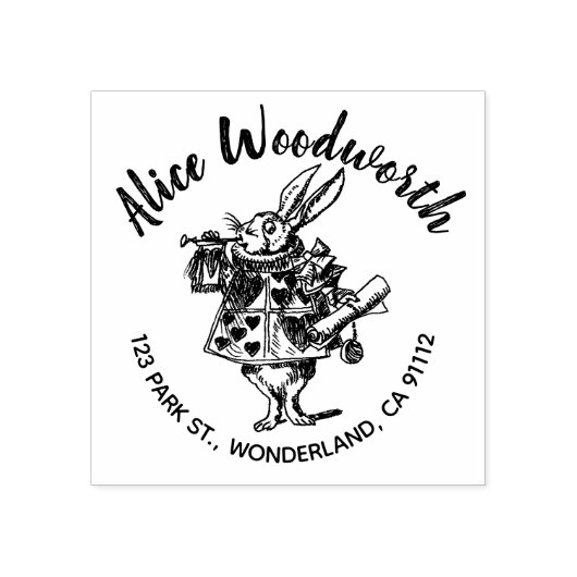 白うさぎラバーアドレススタンプ ラバースタンプ (インプリント)