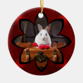 白うさぎ初めてのクリスマス セラミックオーナメント (正面)