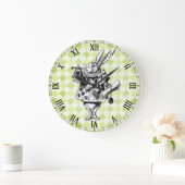 白うさぎ市松模様にの壁時計 ラージ壁時計 (ホーム)