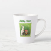 白うさぎ手押し車の色の卵ハッピーイースター カフェラテマグ (右)