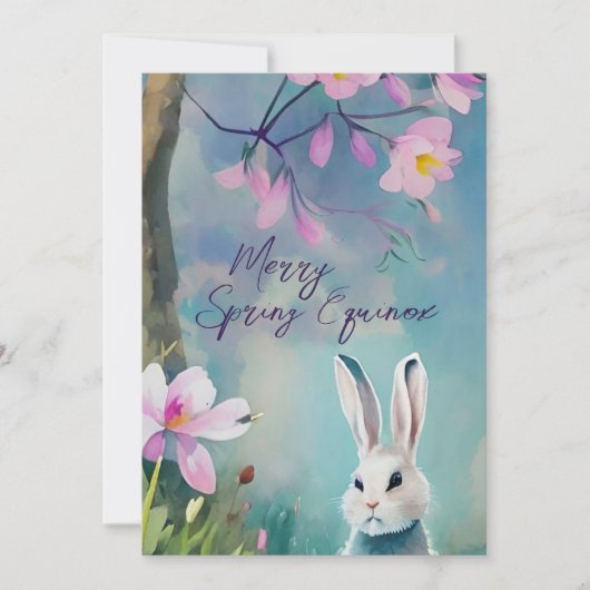 白うさぎ春Equinoxオスターラワイルドフラワー シーズンカード (正面)
