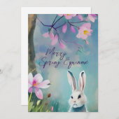 白うさぎ春Equinoxオスターラワイルドフラワー シーズンカード (正面/裏面)
