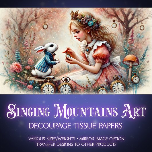 白うさぎ森林時計コレクションのデコページ 薄葉紙