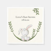 白うさぎ植物性男女兼用赤ちゃんシャワー スタンダードカクテルナプキン (正面)