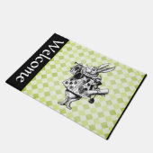 白うさぎ歓迎 ドアマット (アングル)