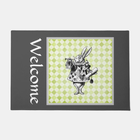 白うさぎ歓迎II ドアマット (正面)