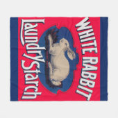 白うさぎ洗濯澱粉ラベルプリント フリースブランケット (正面(横))