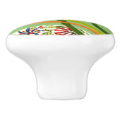 白うさぎ緑のアールデコつる植物ドロワープルノブ セラミックノブ (側面)