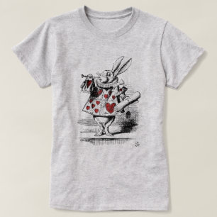 白うさぎ赤いハートアリスインワンダーランドヴィンテージ Tシャツ