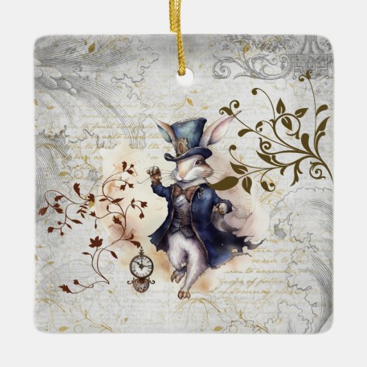 白うさぎ セラミックオーナメント (正面)