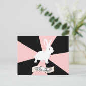 白うさぎ、ピンク、黒、白 ポストカード (スタンド正面)