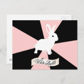 白うさぎ、ピンク、黒、白 ポストカード (正面/裏面)