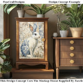 白うさぎ、ブルーフローラルパターンEC4Rデコページ 薄葉紙