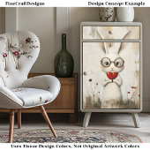 白うさぎ、メガネ&赤いハートBY2デコページ 薄葉紙