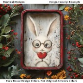 白うさぎ、メガネ&赤いハートBY2デコページ 薄葉紙