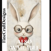 白うさぎ、メガネ&赤いハートBY2デコページ 薄葉紙