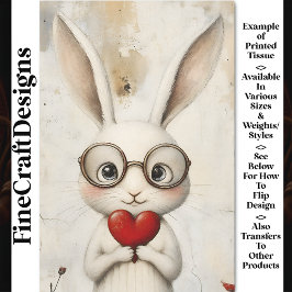 白うさぎ、メガネ&赤いハートBY3デコページ 薄葉紙