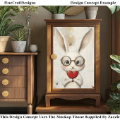 白うさぎ、メガネ&赤いハートBY3デコページ 薄葉紙