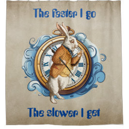 白うさぎ、不思議の国のアリスキャラクター。 シャワーカーテン