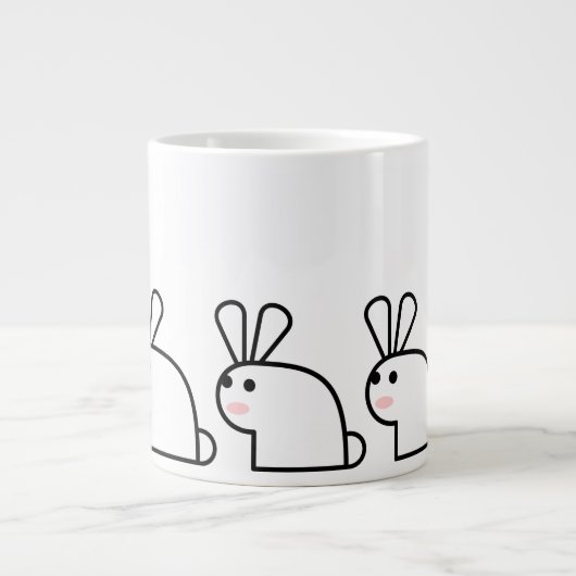 白うさぎ(数々の) ジャンボコーヒーマグカップ (正面)