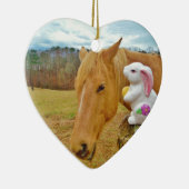 白うさぎ、金髪の黄色い馬 セラミックオーナメント (右)