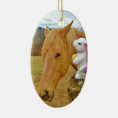 白うさぎ、金髪の黄色い馬 セラミックオーナメント (右)