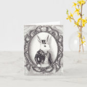 白うさぎ – Notecard カード (黄色い花)