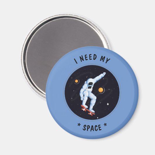 白おもしろいい宇宙飛行士が私の宇宙 マグネット (正面/裏面)