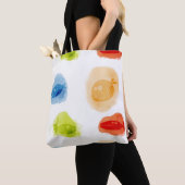 白おもしろいい背景に魚の水色 トートバッグ (クローズアップ)