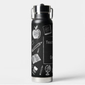 白おもしろいチョーク黒板基本先生 ウォーターボトル (正面)