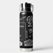 白おもしろいチョーク黒板基本先生 ウォーターボトル (背面)