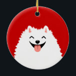 白おもしろいポメラニア犬漫画の犬クリスマス セラミックオーナメント<br><div class="desc">ホワイトポメラニア犬クリスマスオーナメントこの幸せなポムの休日のオーナメントは、クリスマスツリーに表示するためにおもしろいギフトと貴重な記念来品を作る。さらに多くの犬の種類のホリデーギフトやペットの愛人のクリスマスの飾りユニーク付けのためにジェンのドードルワールドを訪問。</div>